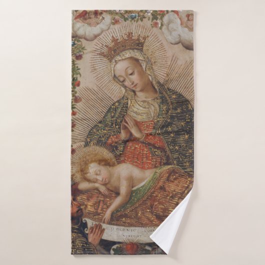 De Maagd aanbidt het Christuskind Kerstmis Bad Handdoek (Badhanddoek)