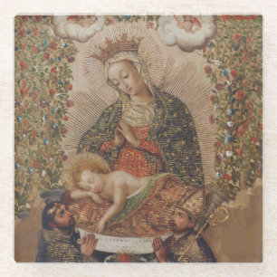 De Maagd aanbidt het Christuskind Kerstmis Glazen Onderzetter