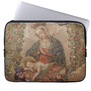 De Maagd aanbidt het Christuskind Kerstmis Laptop Sleeve
