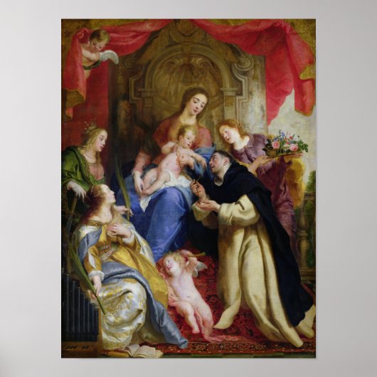 De maagd die de Rosary aanbiedt Poster (Voorkant)