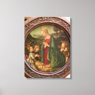De Maagd die het Christelijke Kind bewondert Canvas Afdruk
