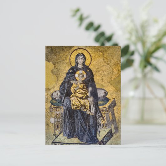 De Maagd en het Kind Byzantijnse Mozaïek Icon Briefkaart (Staand voorkant)