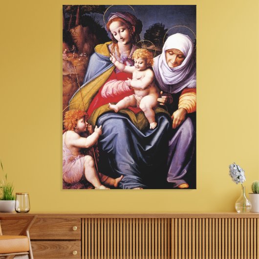 De Maagd en het Kind met Saint Elizabeth Canvas Afdruk (Insitu (Woonkamer))