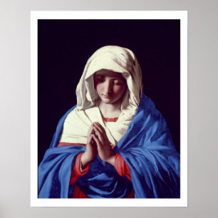 De Maagd in Prayer, 1640-50 (olie op doek) Poster
