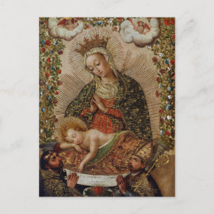 De Maagd Maria aanbidt het kindje Jezus Briefkaart
