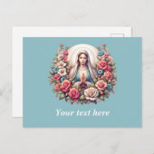 De Maagd Maria Bidden met Rozen Briefkaart (Voorkant / Achterkant)