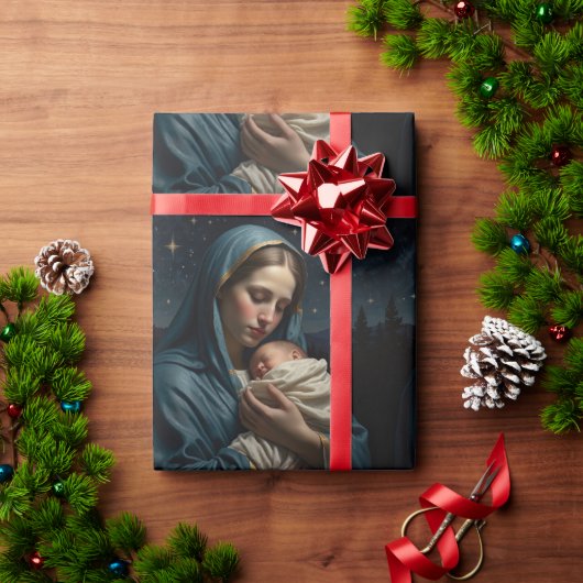 De  Maagd Maria en de kerstkerststal Cadeaupapier (Feestdagen Geschenken)