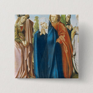 De Maagd Mary met sint-janskruid de Evangelist Vierkante Button 5,1 Cm