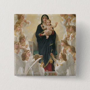 De Maagd met Angels, 1900 Vierkante Button 5,1 Cm