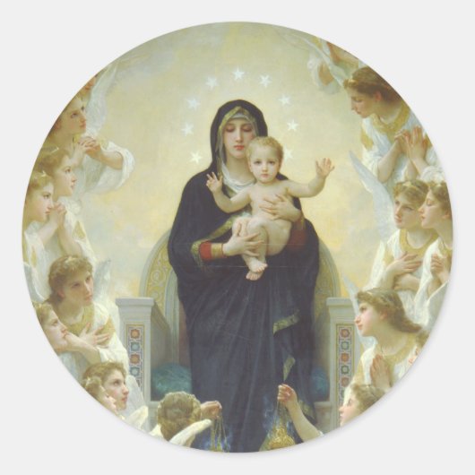 De Maagd met Engelen Ronde Sticker (Voorkant)