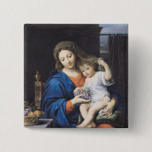 De maagd van de druiven, 1640-50 vierkante button 5,1 cm