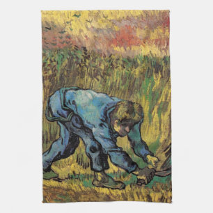 De maaier met sikkel van Vincent van Gogh Theedoek