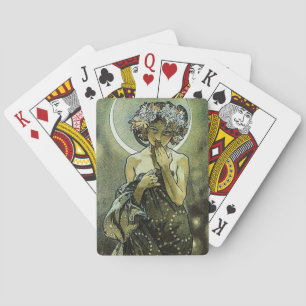 De maan door Alphonse Mucha Pokerkaarten