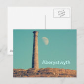 De maan en een toren: Aberystwyth Briefkaart (Voorkant / Achterkant)