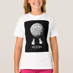 De maan en sterren in de ruimte t-shirt