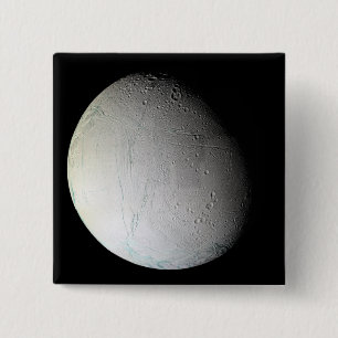De maan van Saturnus Enceladus 3 Vierkante Button 5,1 Cm