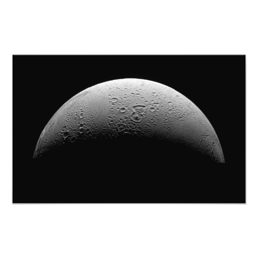 De maan van Saturnus Enceladus Foto Afdruk (Voorkant)