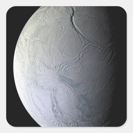 De maan van Saturnus Enceladus Vierkante Sticker (Voorkant)