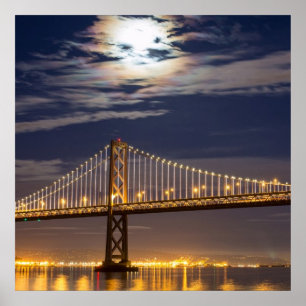 De maan vanavond over de Brug van de baai Poster