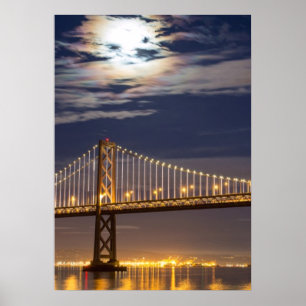 De maan vanavond over de Brug van de baai Poster