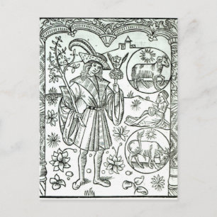 De maand april met astrologische zonneschermen briefkaart