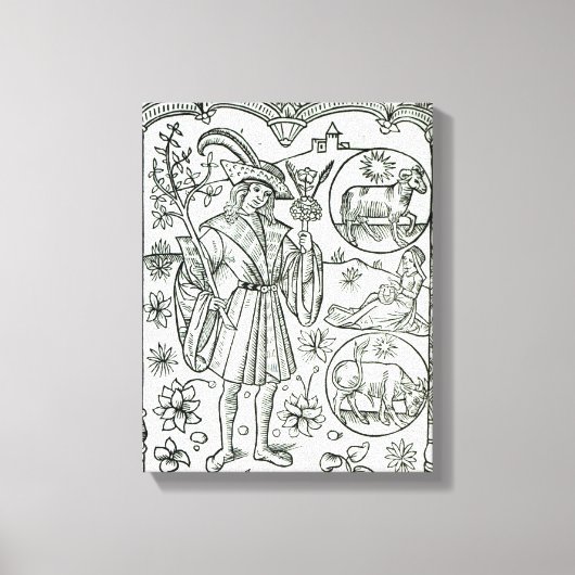 De maand april met astrologische zonneschermen canvas afdruk (Voorkant)