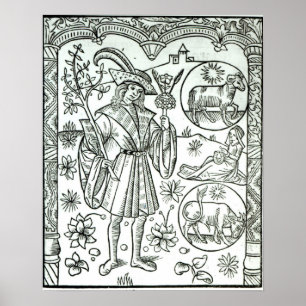 De maand april met astrologische zonneschermen poster