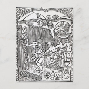 De maand augustus, vanaf de kalender van een herde briefkaart
