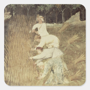 De maand augustus vierkante sticker