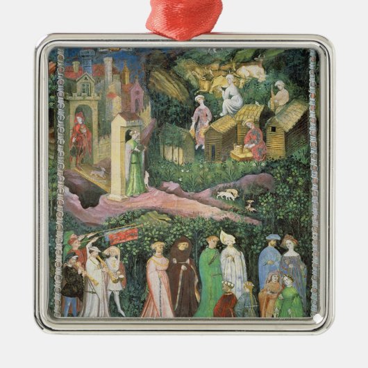 De maand juni, c.1400 metalen ornament (Voorkant)