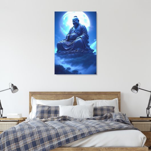 De Maansegening over het Hemelse Beeld Canvas Afdruk (Insitu (Slaapkamer))