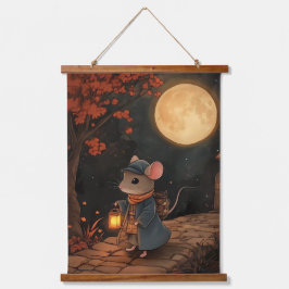 De maanverlichte reis van de reizende muis hangend wandkleed