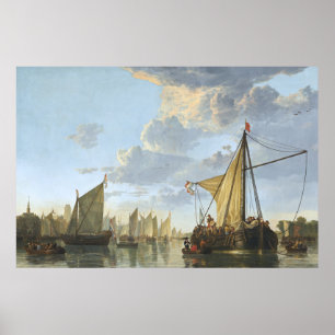 De Maas in Dordrecht door Aelbert Cuyp Poster