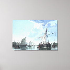 De Maas in Dordrecht tegen Dag Canvas Afdruk