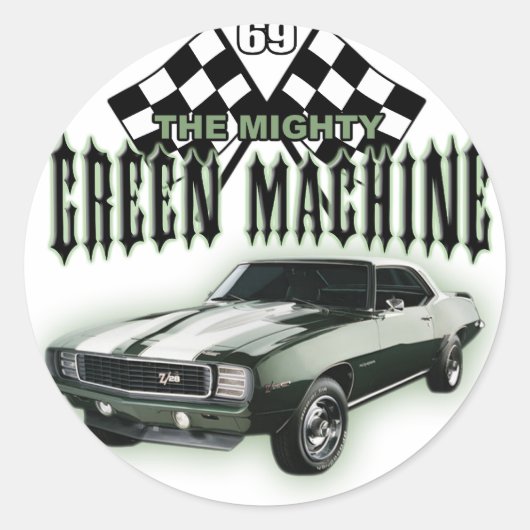 De machtige groene machine ronde sticker (Voorkant)