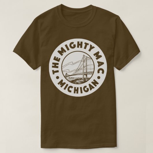 De machtige Mac Michigan cirkel wit T-shirt (Design voorkant)