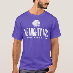 De machtige Mac Michigan Wordmark Bridge Wit T-shirt