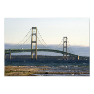 De Mackinac-brug overspant de Straits of 4 Foto Afdruk