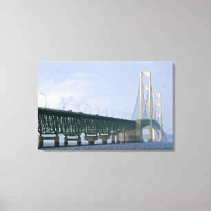 De Mackinac-brug overspant de Straits of Canvas Afdruk