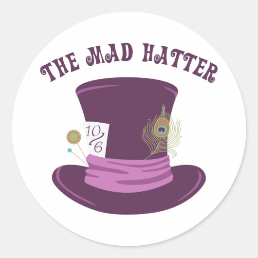De Mad Hatter Ronde Sticker (Voorkant)