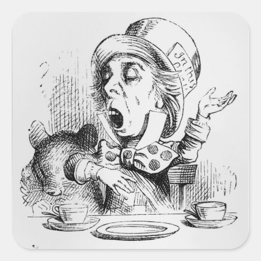 De Mad Hatter Vierkante Sticker (Voorkant)