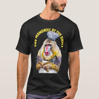 De Madrille bij de Grill een aap die een grilling T-shirt