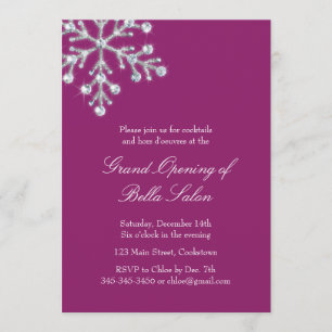 De magenta Grand Opening Offset Crystal Snowflake Kaart
