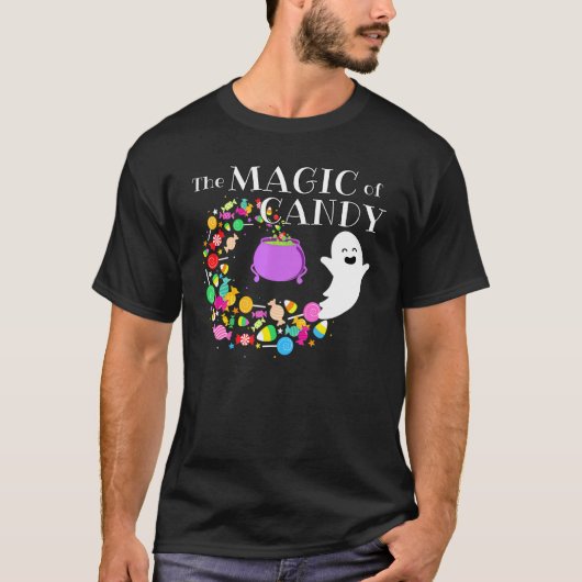 De Magic of Snoep Happy Flying Ghost Halloween Co T-shirt (Voorkant)