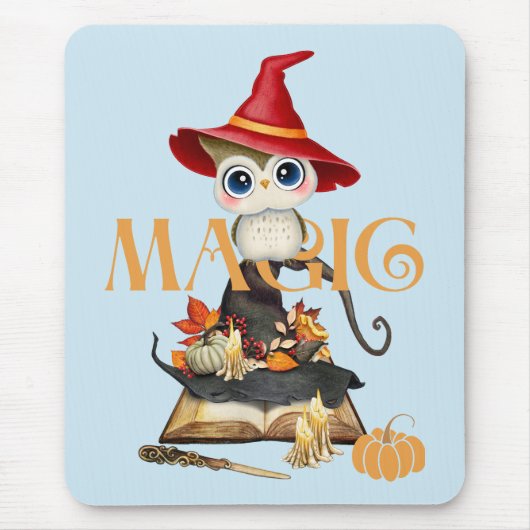 De Magic Witch Uil Herfst Halloween thema Muismat (Voorkant)