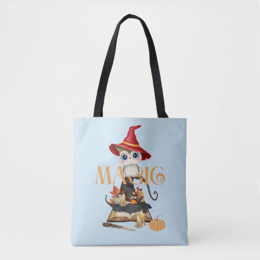 De Magic Witch Uil Herfst thema gepersonaliseerd Draagtas (Voorkant)