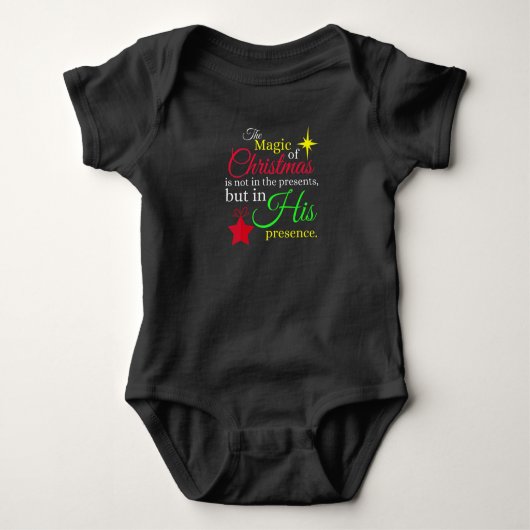 DE MAGIE VAN CHRISTMAS Christelijke Jesus Birth Romper (Voorkant)