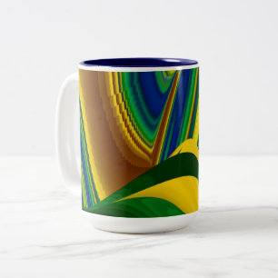De Magie van de Zomer, Abstracte 3D Kunst Tweekleurige Koffiemok