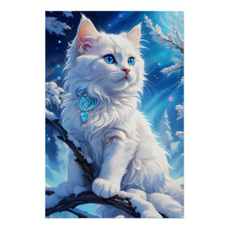 De magische katachtige van de winter perfect poster
