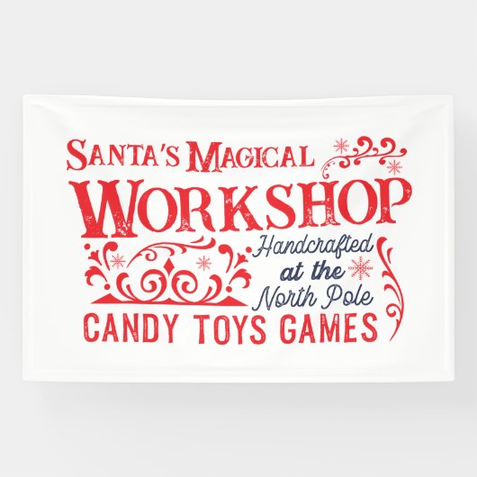 De magische kerstworkshop van de kerstman spandoek (Horizontaal)